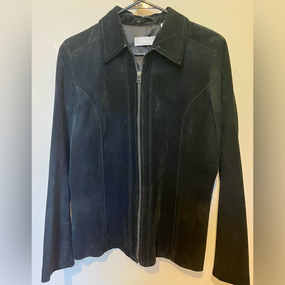 Vintage Liz Claiborne Black Suede Zip Front Jacket